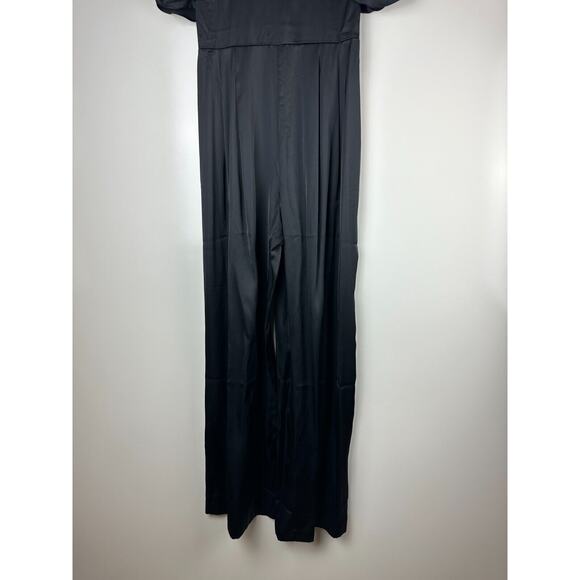 NWT Abercrombie & Fitch Angel Sleeve Satin Jumpsuit Black XSP X-Small Petite - Picture 12 of 14